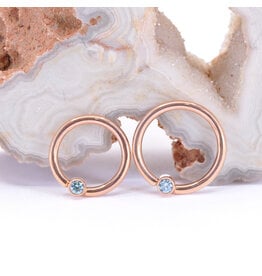 BVLA Ice Blue Diamond Rose Gold 16g Fixed Bezel Seam Rings