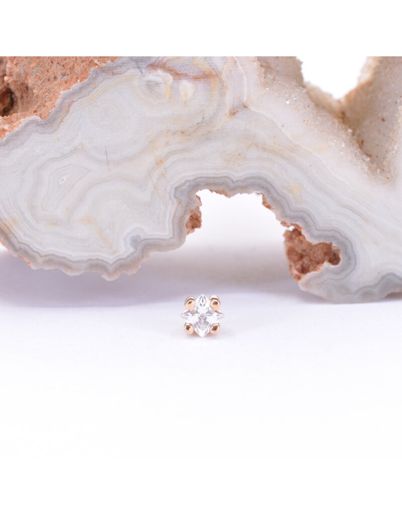 BVLA Princess Cut Prong with Genuine Diamond or CZ in 14k Gold Threadless Ends by BVLA!