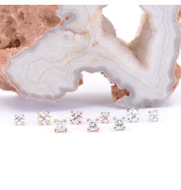 BVLA Princess Prong Diamond or CZ 14k Gold Threadless Ends