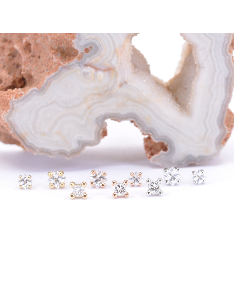 BVLA Princess Cut Prong with Genuine Diamond or CZ in 14k Gold Threadless Ends by BVLA!