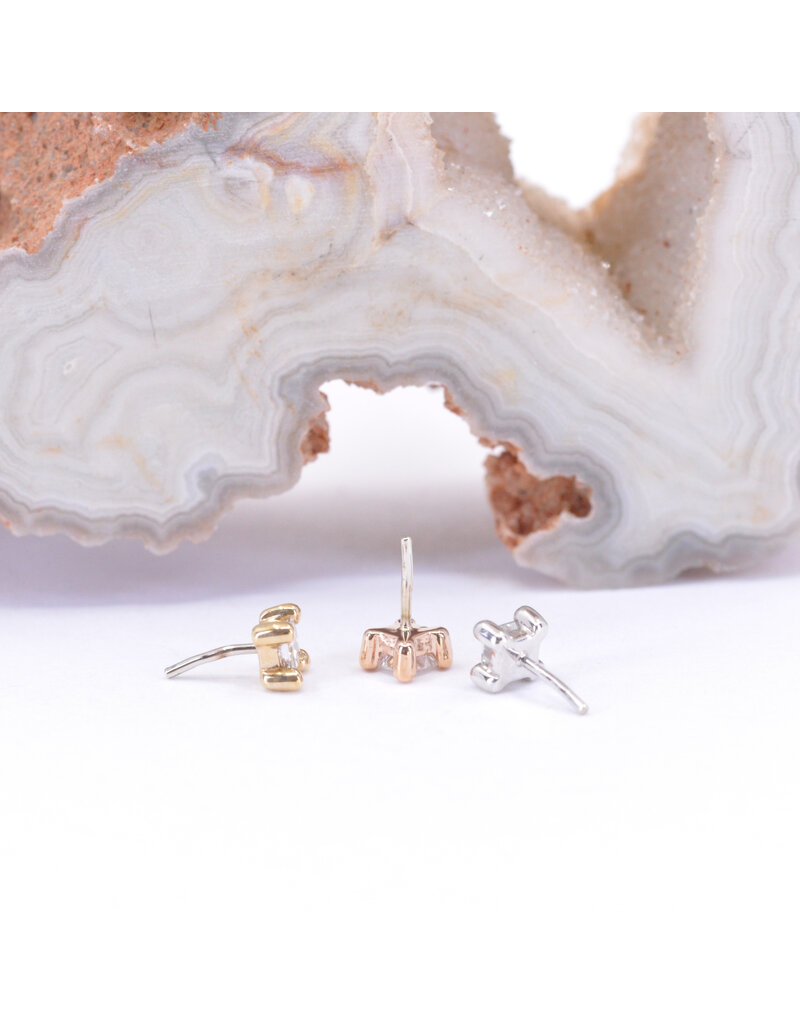 BVLA Princess Cut Prong with Genuine Diamond or CZ in 14k Gold Threadless Ends by BVLA!