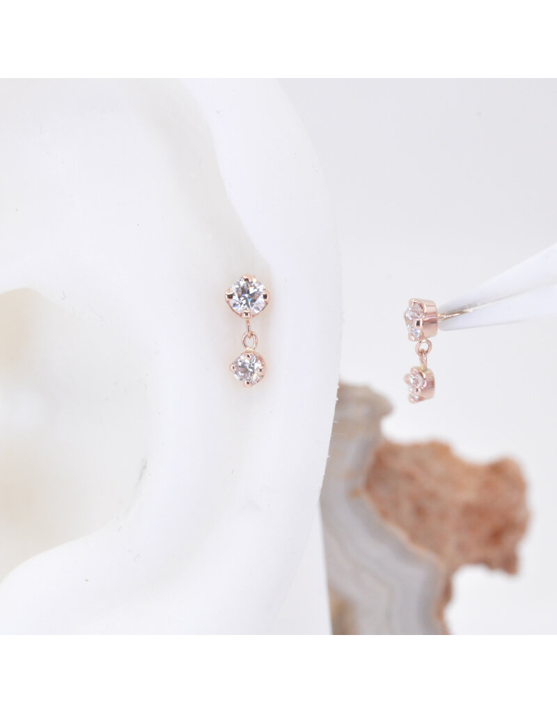 BVLA Duet with 2.5mm & 2mm Genuine VS Diamonds in 14k Gold Threadless Ends by BVLA!