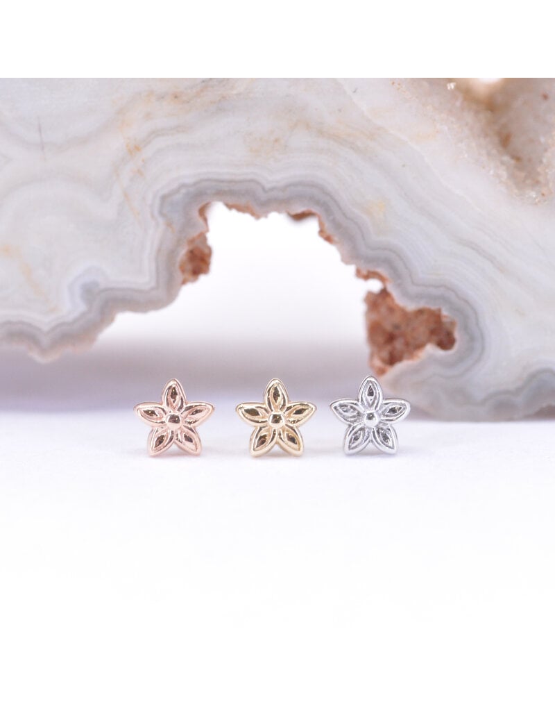 BVLA Tiny Hibiscus Flower in 14k Gold Threadless Ends by BVLA!