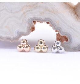 BVLA 2.5mm Tri Bead Cluster 14k Gold 14g Threaded Ends
