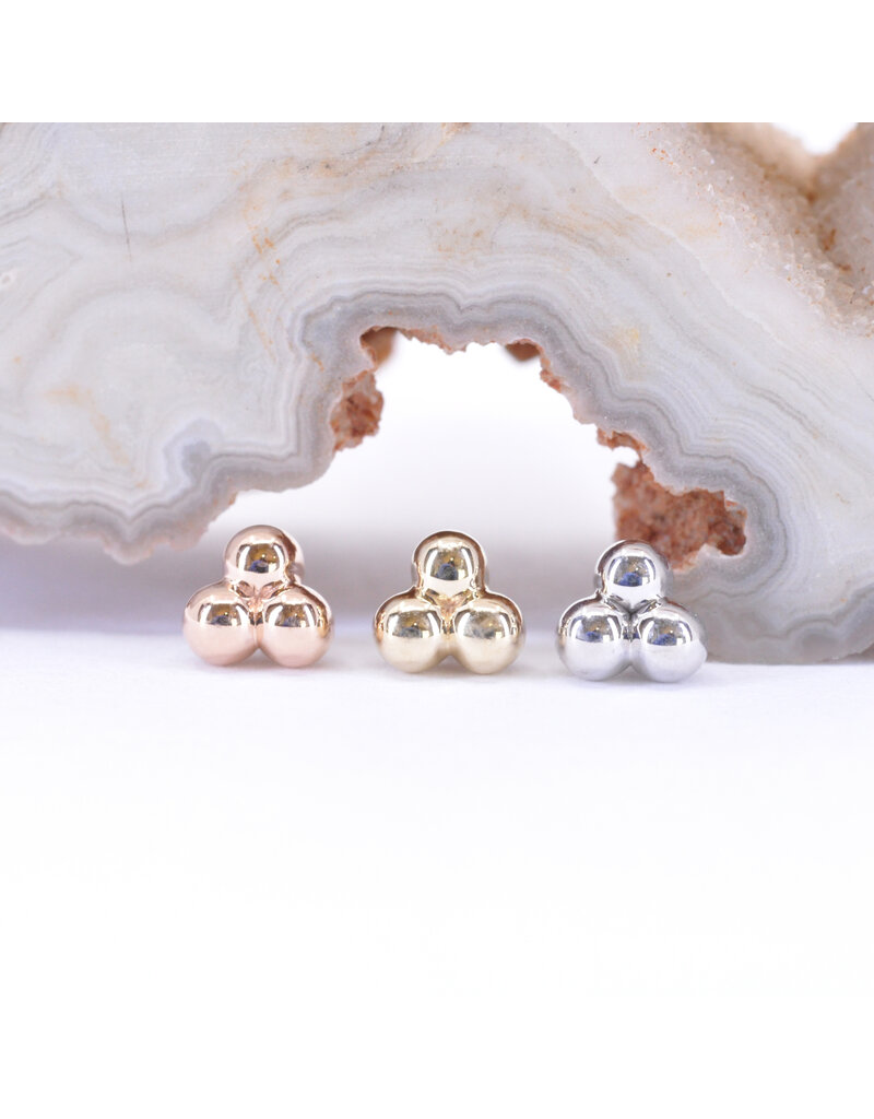 BVLA 2.5mm Tri Bead Cluster in 14k Gold 14g Threaded Ends by BVLA!