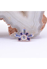 BVLA Half Mini Nova with Grade AA Tanzanite, Grade AA Amethyst and CZ in 14k Rose Gold 16g Threaded End by BVLA!