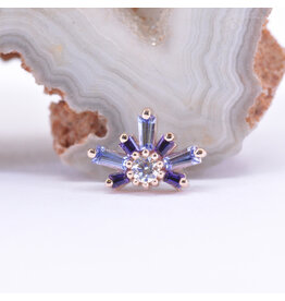 BVLA Half Mini Nova Tanzanite, Amethyst & CZ Rose Gold 16g Threaded End