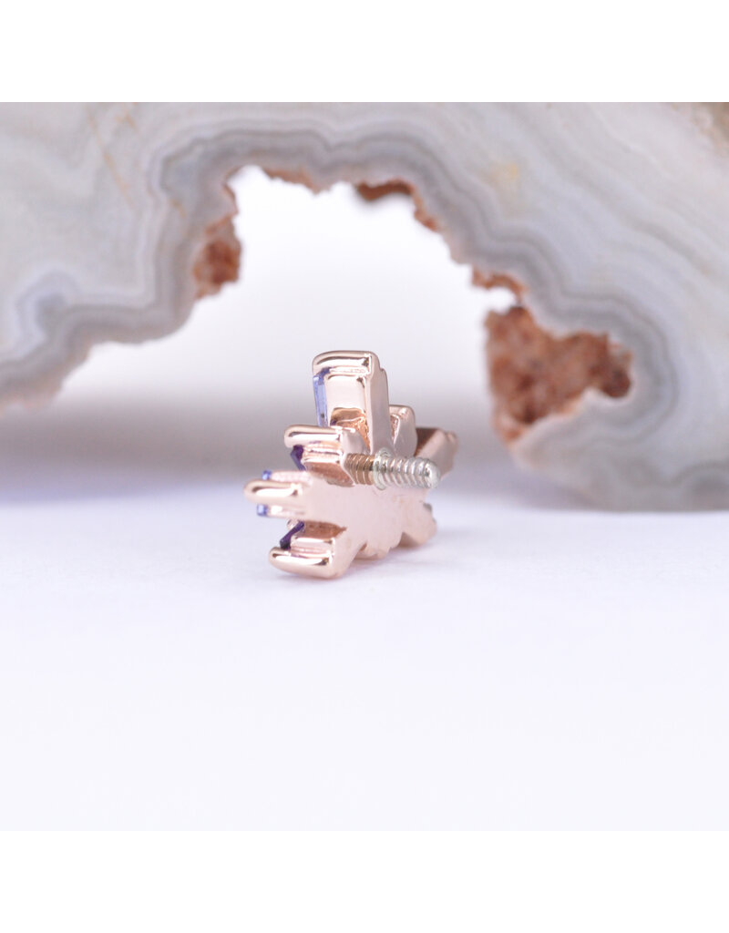 BVLA Half Mini Nova with Grade AA Tanzanite, Grade AA Amethyst and CZ in 14k Rose Gold 16g Threaded End by BVLA!