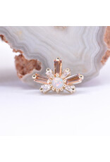 BVLA Half Mini Nova with Champagne Sapphire, CZ and Genuine Grade AAA White Opal in 14k Yellow Gold 16g Threaded End by BVLA!