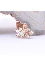 BVLA Half Mini Nova with Champagne Sapphire, CZ and Genuine Grade AAA White Opal in 14k Yellow Gold 16g Threaded End by BVLA!