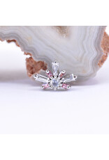 BVLA Half Mini Nova with CZ, Padparadscha Sapphire and Rainbow Moonstone in 14k White Gold 16g Threaded End by BVLA!