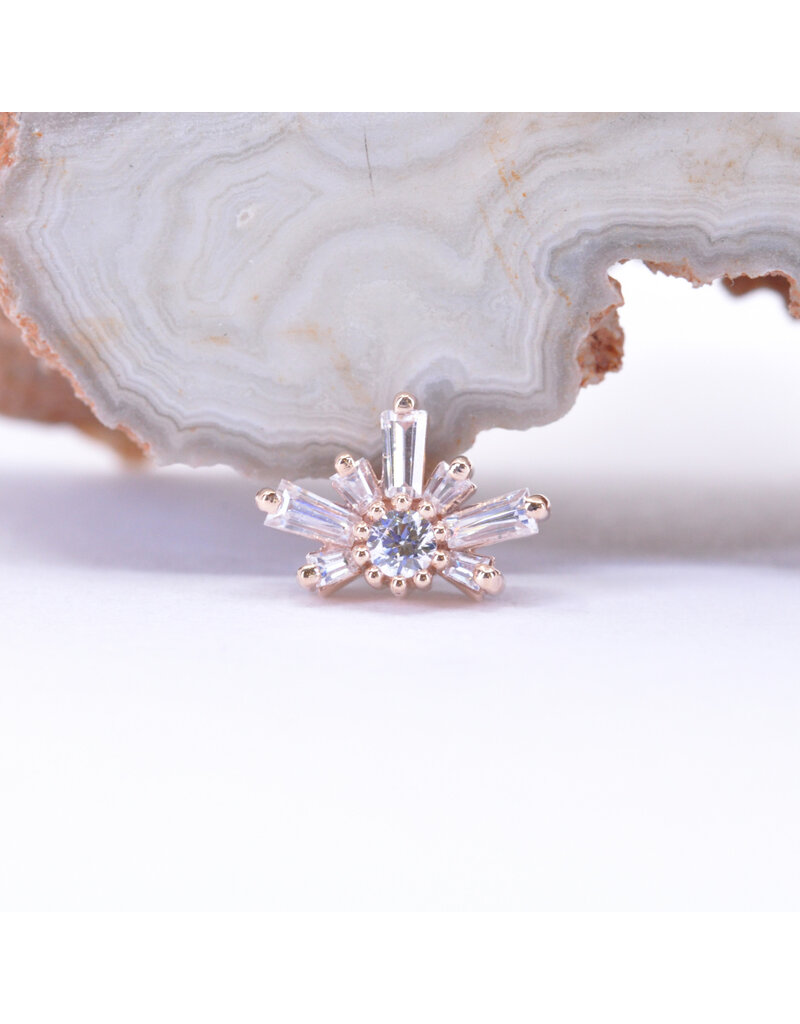 BVLA Half Mini Nova with CZ in 14k Gold 16g Threaded Ends by BVLA!