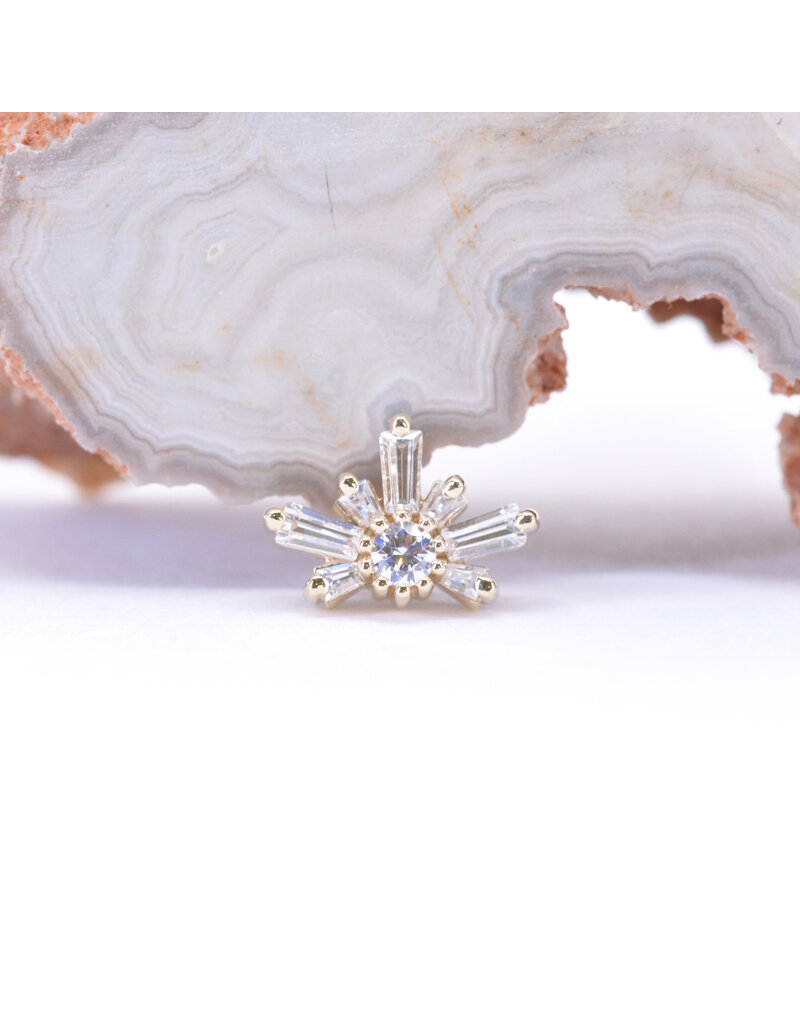BVLA Half Mini Nova with CZ in 14k Gold 16g Threaded Ends by BVLA!