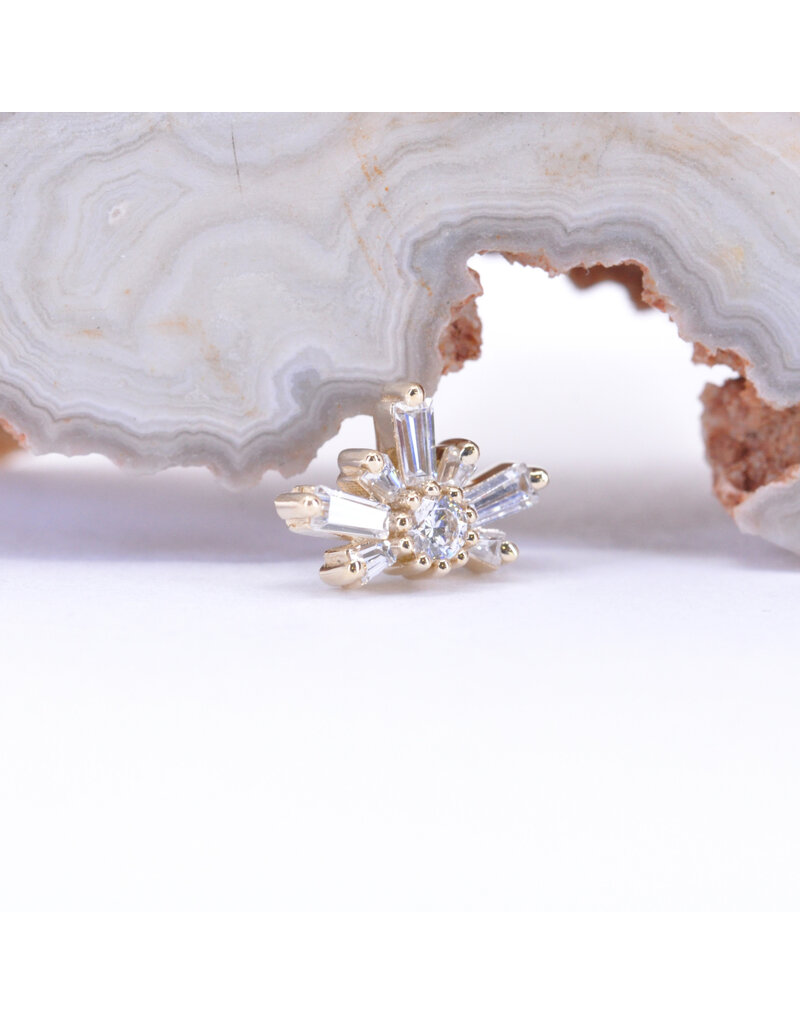 BVLA Half Mini Nova with CZ in 14k Gold 16g Threaded Ends by BVLA!