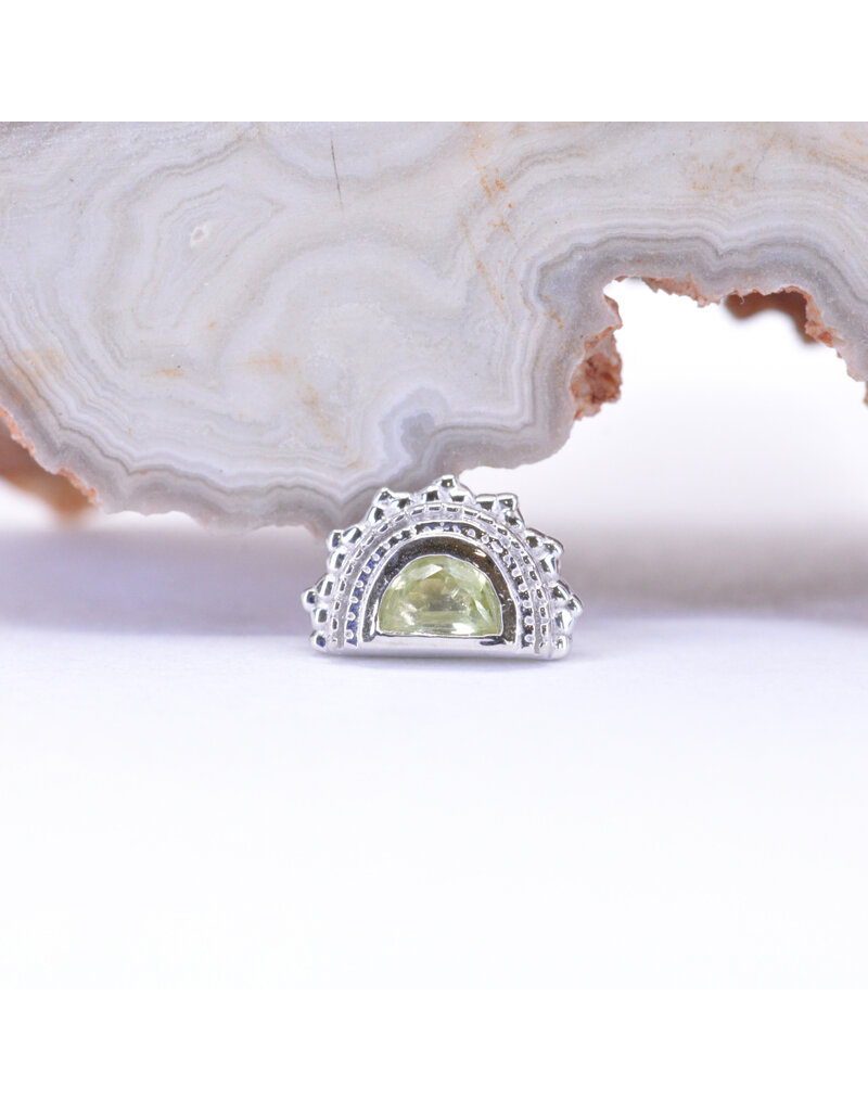 BVLA Afghan Moon with Genuine Grade AA Peridot in 14k White Gold 16g Threaded End by BVLA!