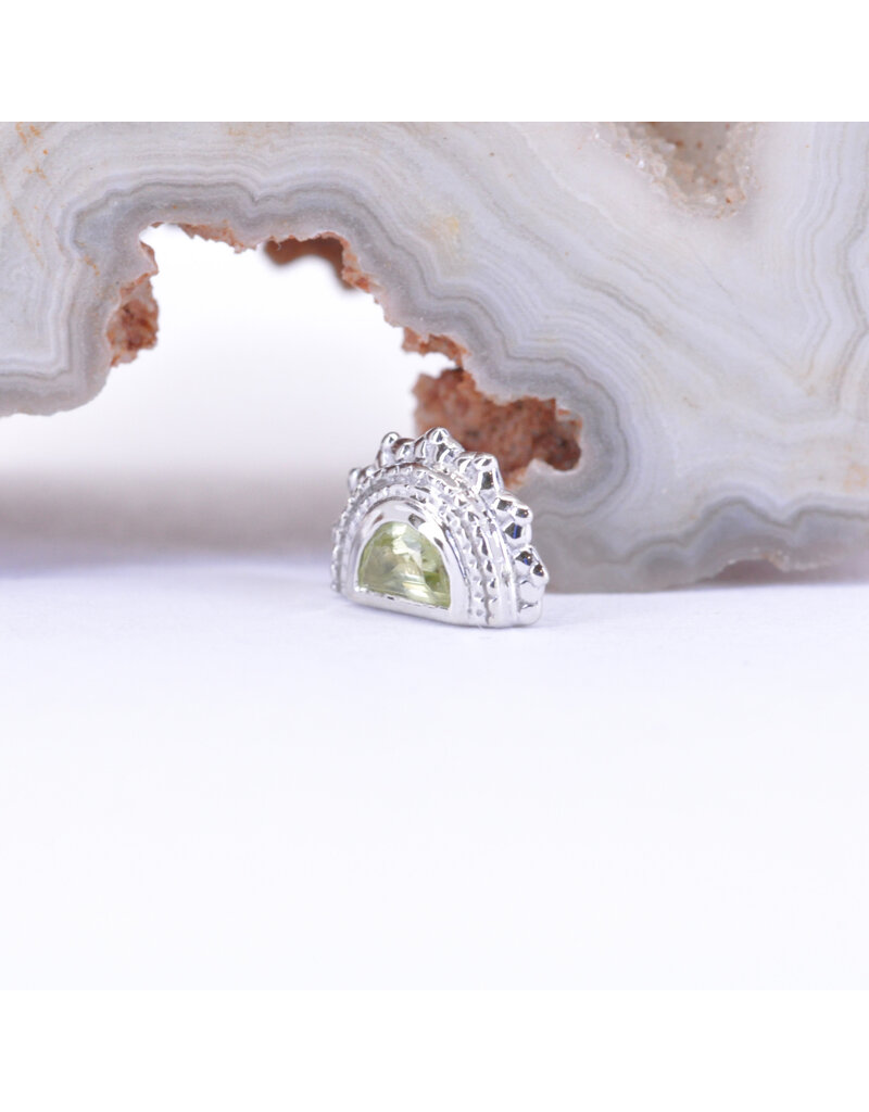 BVLA Afghan Moon with Genuine Grade AA Peridot in 14k White Gold 16g Threaded End by BVLA!
