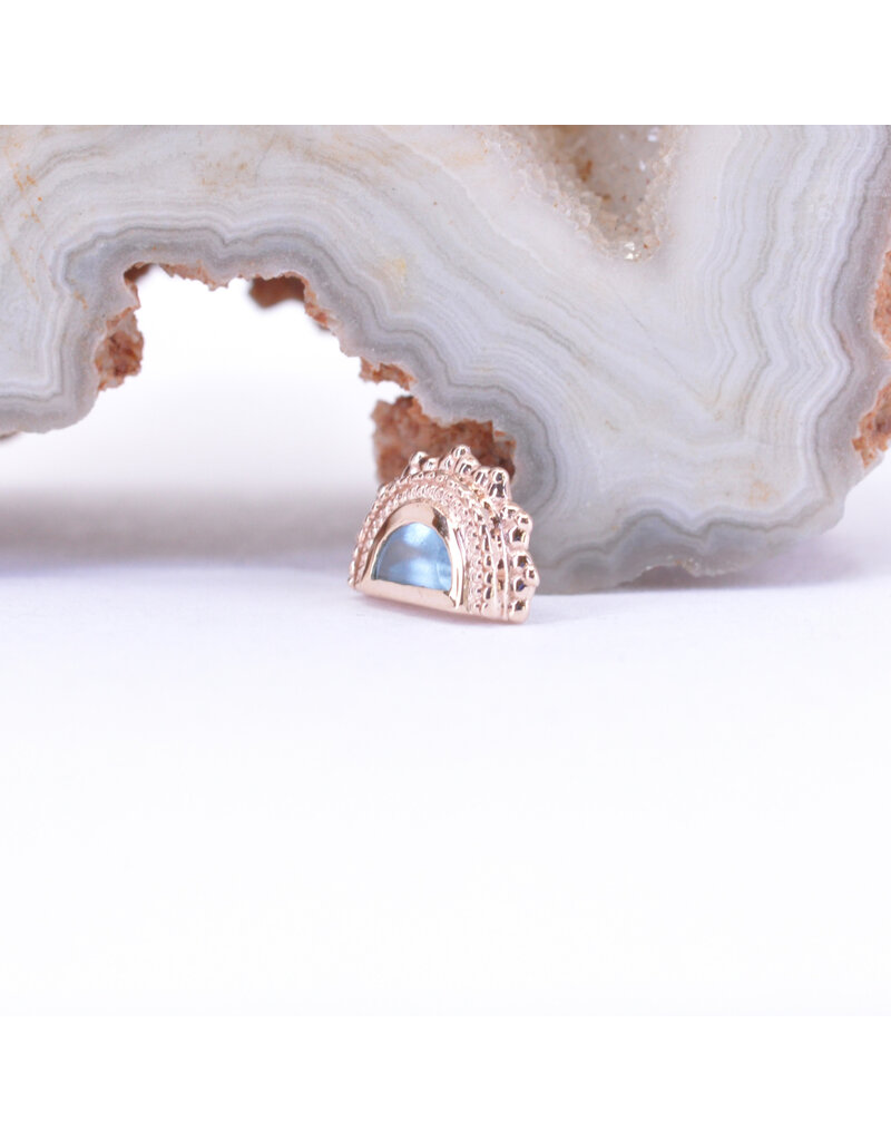 BVLA Afghan Moon with Sandblasted Swiss Blue Topaz in 14k Rose Gold 16g Threaded End by BVLA!