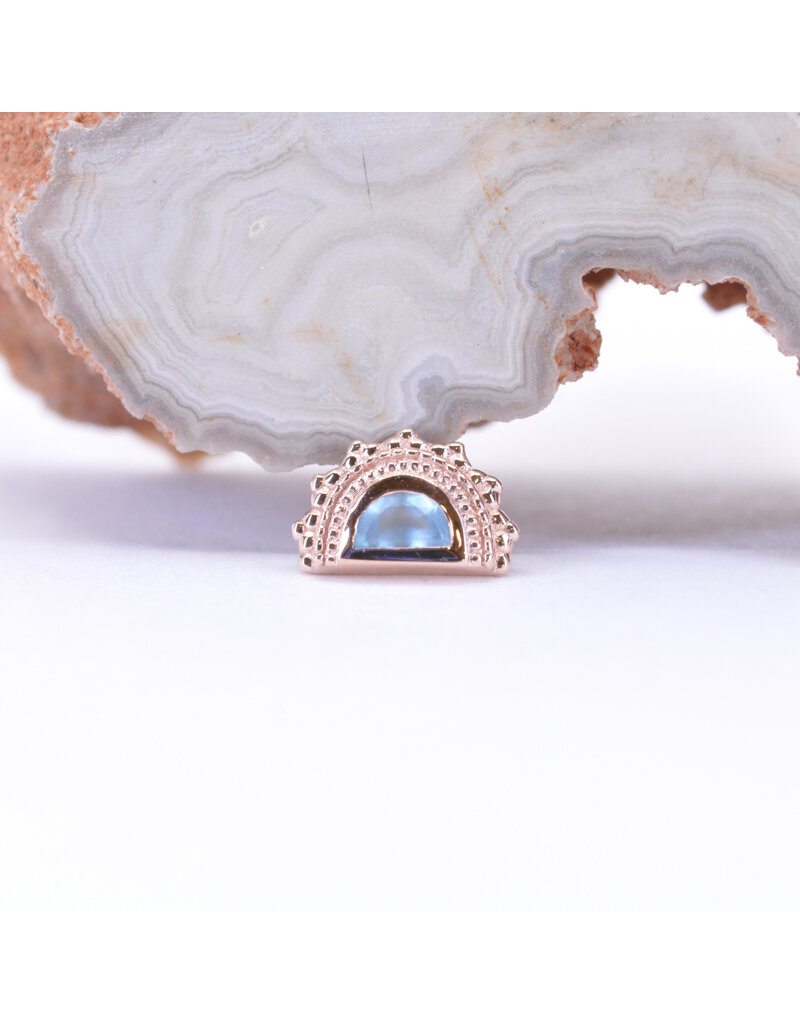 BVLA Afghan Moon with Sandblasted Swiss Blue Topaz in 14k Rose Gold 16g Threaded End by BVLA!