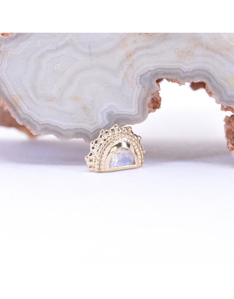 BVLA Afghan Moon with Faceted Rainbow Moonstone in 14k Yellow Gold 16g Threaded End by BVLA!