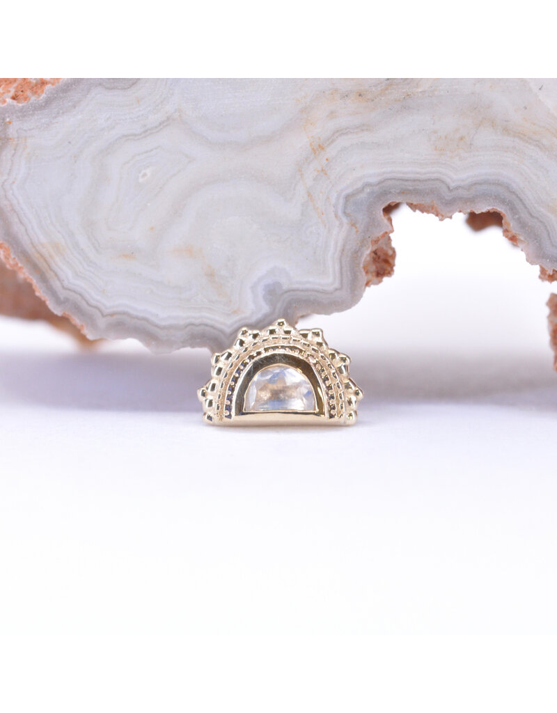 BVLA Afghan Moon with Faceted Rainbow Moonstone in 14k Yellow Gold 16g Threaded End by BVLA!