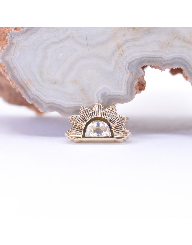 BVLA Himalia with Faceted Rainbow Moonstone in 14k Yellow Gold 16g Threaded End by BVLA!