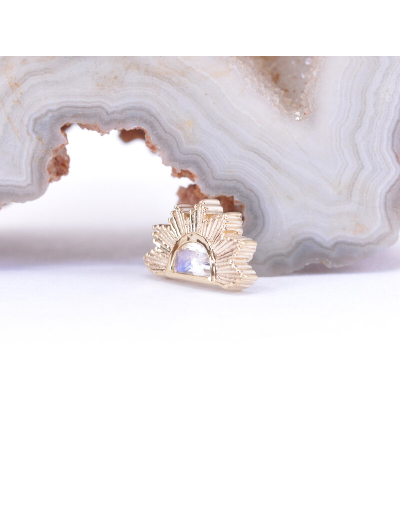 BVLA Himalia with Faceted Rainbow Moonstone in 14k Yellow Gold 16g Threaded End by BVLA!
