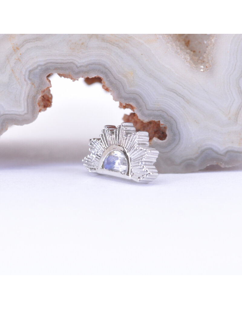 BVLA Himalia with Faceted Rainbow Moonstone in 14k White Gold 16g Threaded End by BVLA!