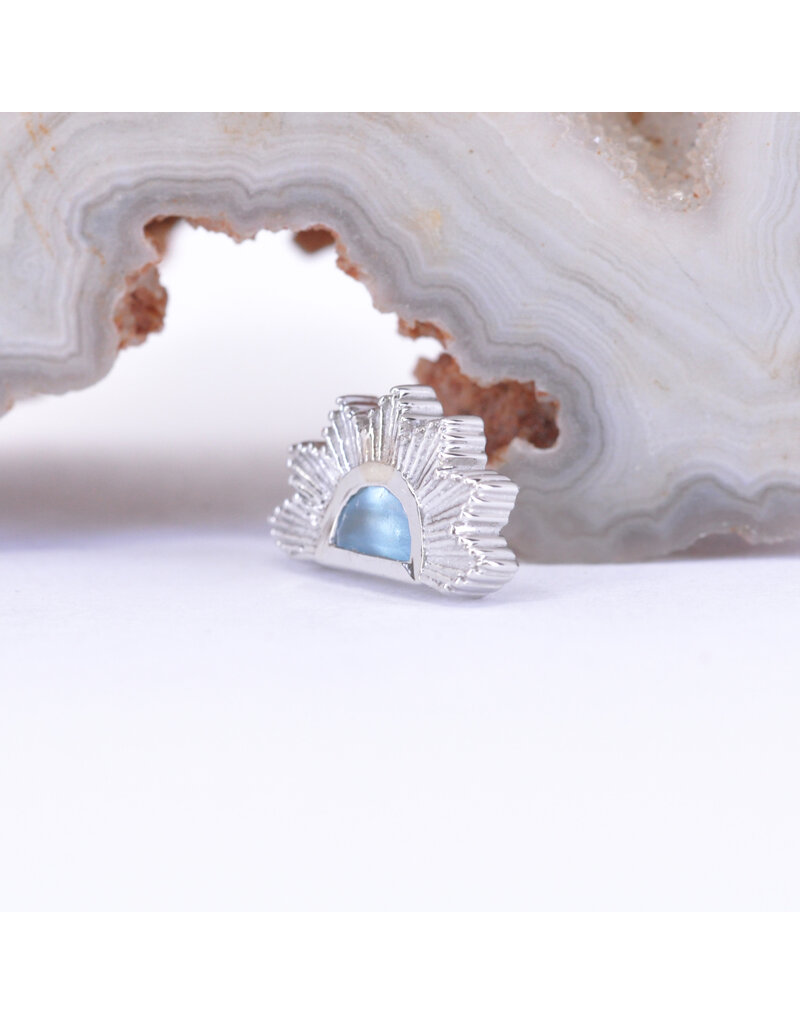 BVLA Himalia with Sandblasted Grade AA Swiss Blue Topaz in 14k White Gold 16g Threaded End by BVLA!