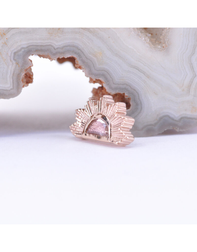 BVLA Himalia with Faceted Oregon Sunstone in 14k Rose Gold 16g Threaded End by BVLA!
