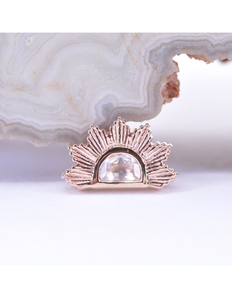 BVLA Himalia with Faceted Rainbow Moonstone in 14k Rose Gold 16g Threaded End by BVLA!