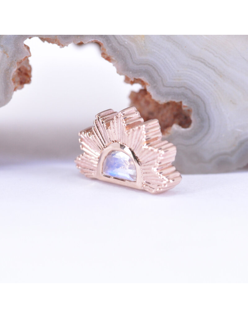 BVLA Himalia with Faceted Rainbow Moonstone in 14k Rose Gold 16g Threaded End by BVLA!