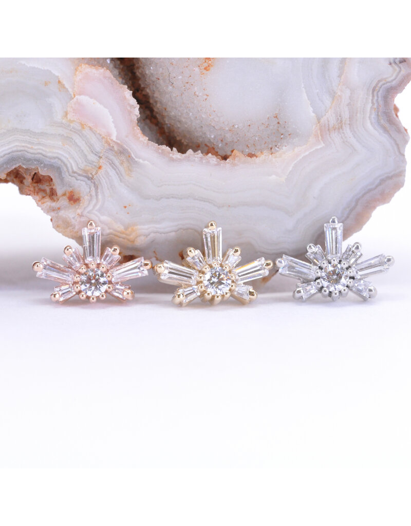 BVLA Half Mini Nova with CZ in 14k Gold 16g Threaded Ends by BVLA!