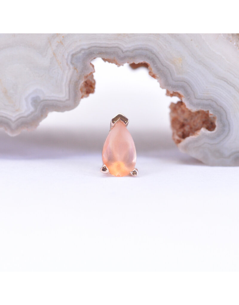 BVLA 5x3mm Pear Prong with Sandblasted Grade AA Peach Topaz in 14k Rose Gold Threadless Ends by BVLA!