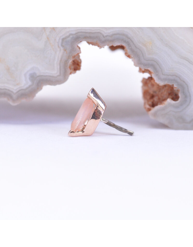 BVLA 5x3mm Pear Prong with Sandblasted Grade AA Peach Topaz in 14k Rose Gold Threadless Ends by BVLA!
