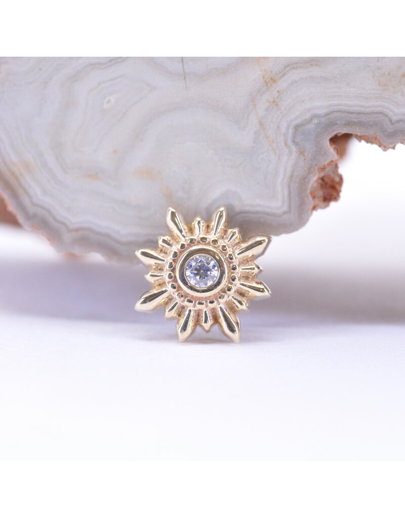 BVLA 7mm Mini Compass with CZ in 14k Gold 16g Threaded Ends by BVLA!