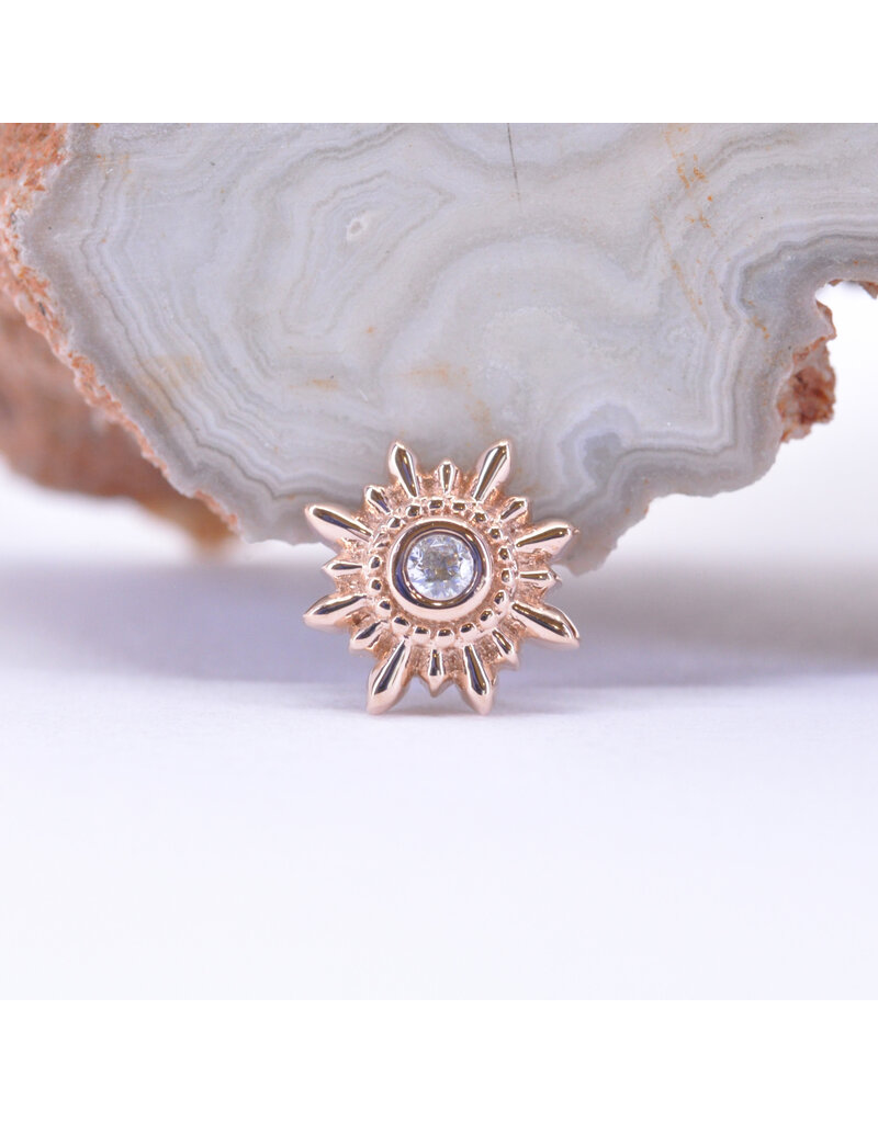 BVLA 7mm Mini Compass with CZ in 14k Gold 16g Threaded Ends by BVLA!