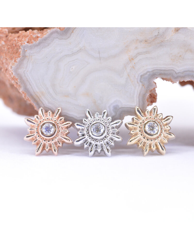 BVLA 7mm Mini Compass with CZ in 14k Gold 16g Threaded Ends by BVLA!