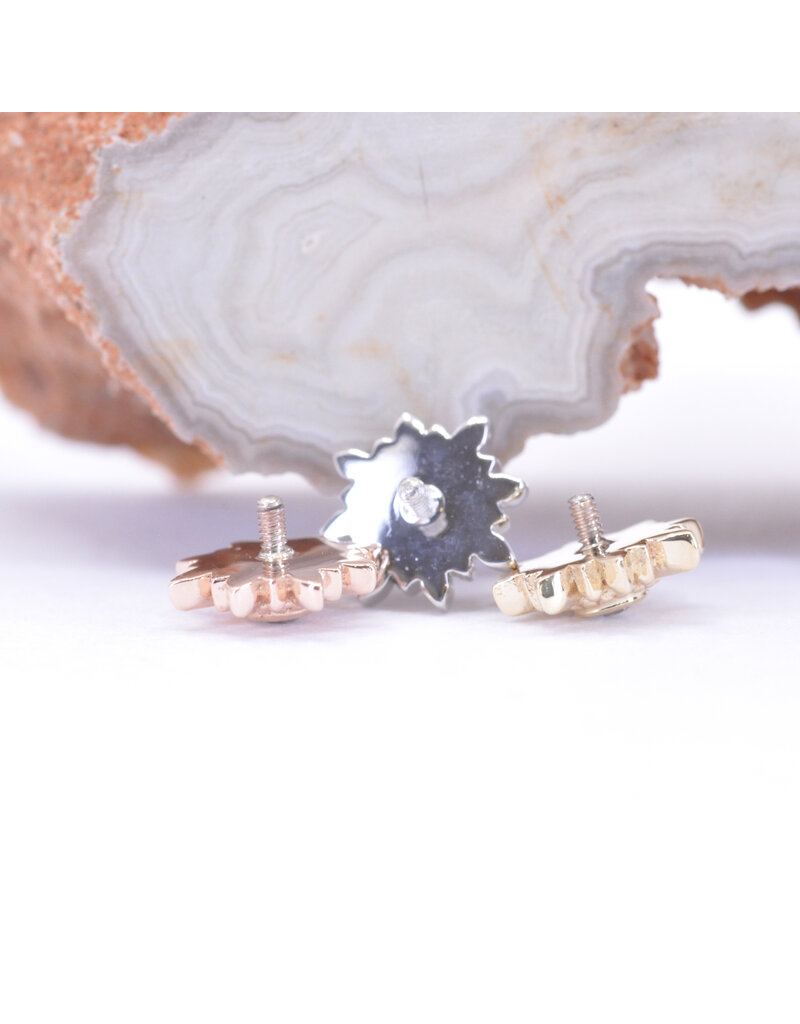 BVLA 7mm Mini Compass with CZ in 14k Gold 16g Threaded Ends by BVLA!