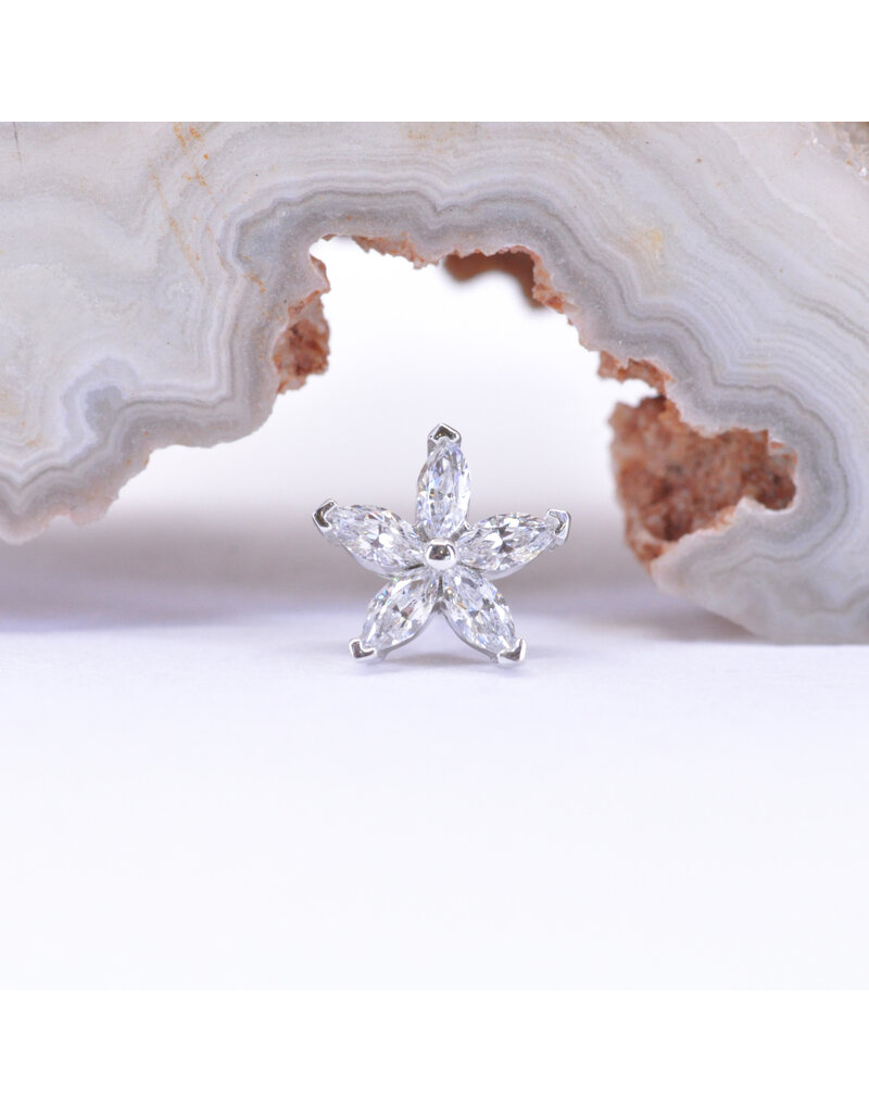 BVLA Starflower with CZ in 14k Gold Threadless Ends by BVLA!