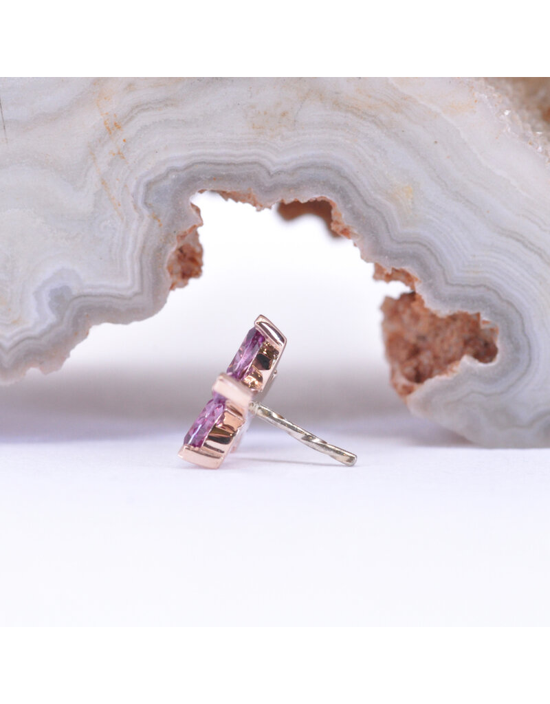 BVLA Starflower with Grade AA Rhodolite Garnet it 14k Rose Gold Threadless End by BVLA!