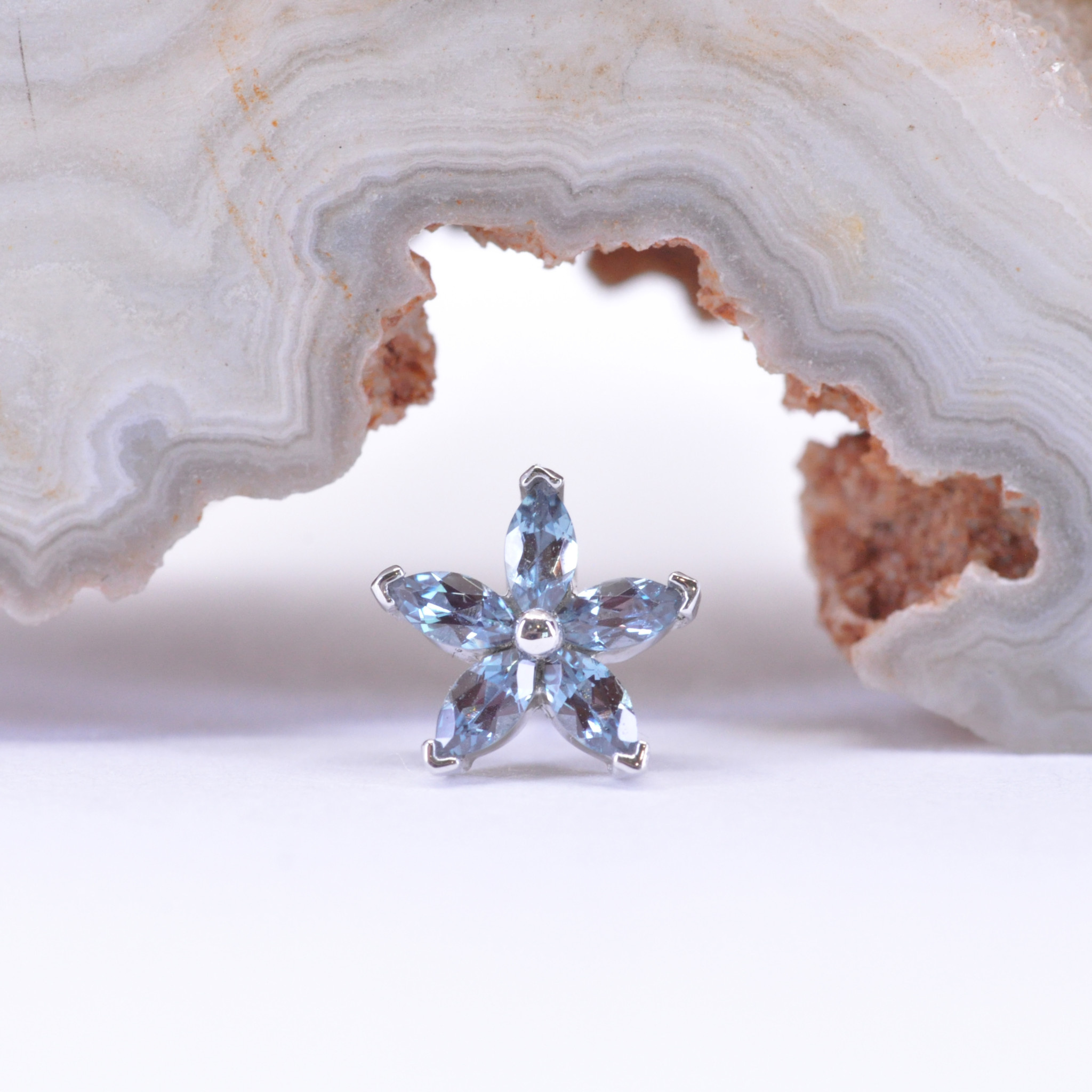 Starflower with Alexandrite in 14k White Gold Threadless End by