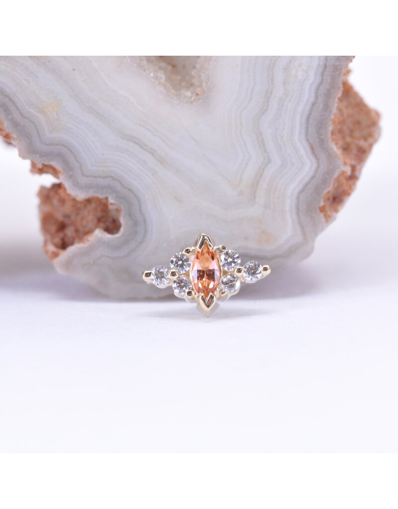 BVLA Embrace Marquise with CZ and Grade AA Peach Topaz in 14k Yellow Gold Threadless End by BVLA!