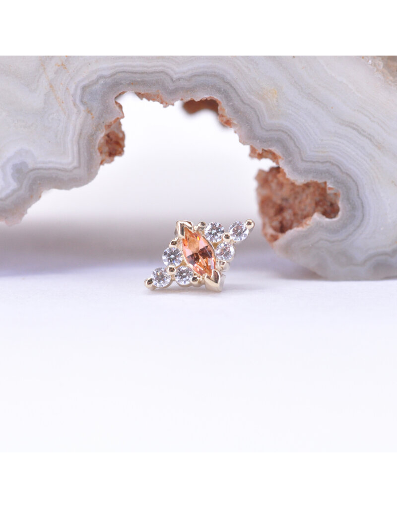 BVLA Embrace Marquise with CZ and Grade AA Peach Topaz in 14k Yellow Gold Threadless End by BVLA!