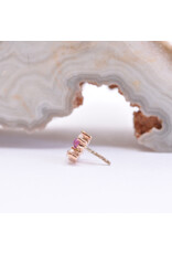 BVLA 4mm Bloom with CZ and Pink Sapphire Cabochon in 14k Rose Gold Threadless End by BVLA!