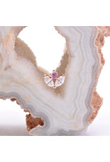 BVLA 4mm Bloom with CZ and Pink Sapphire Cabochon in 14k Rose Gold Threadless End by BVLA!