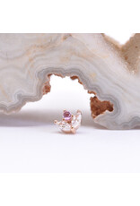 BVLA 4mm Bloom with CZ and Pink Sapphire Cabochon in 14k Rose Gold Threadless End by BVLA!