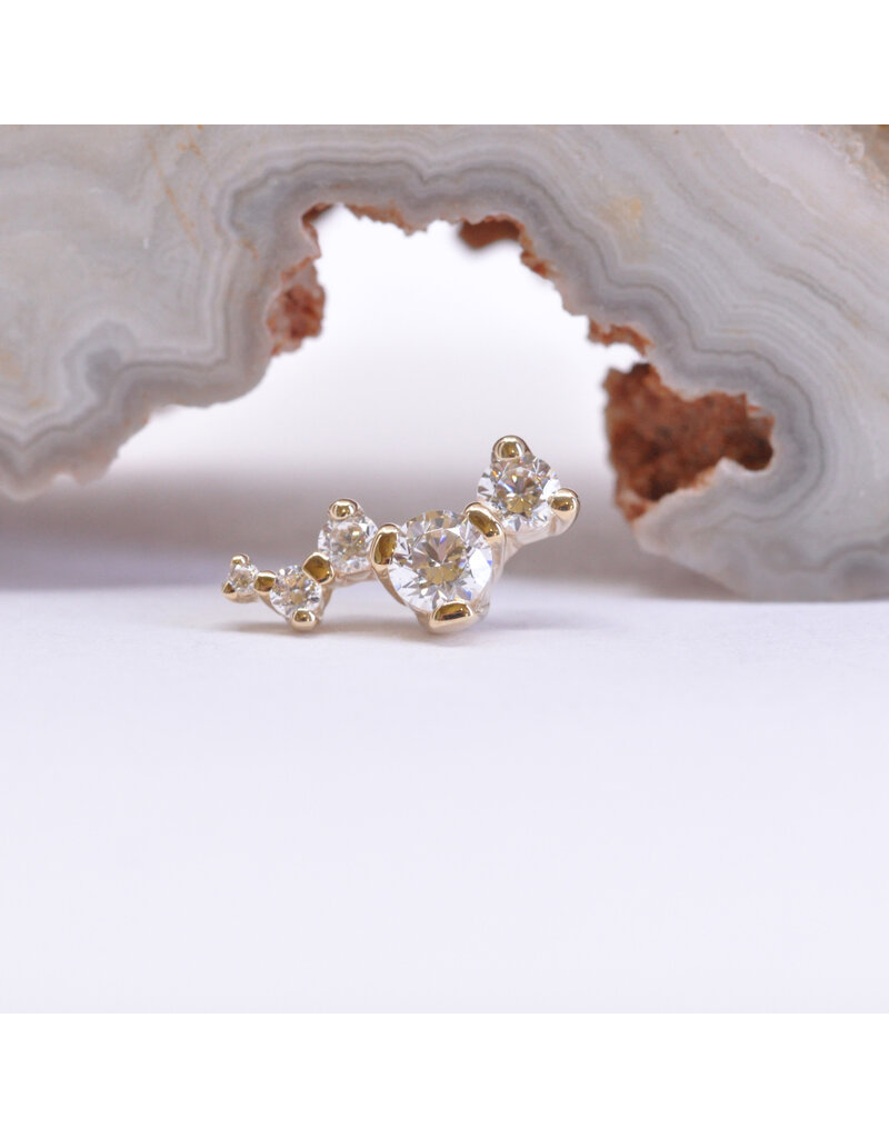 BVLA Left or Right Facing Ripple with CZ in 14k Gold 16g Threaded Ends by BVLA!