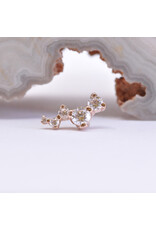 BVLA Left or Right Facing Ripple with CZ in 14k Gold 16g Threaded Ends by BVLA!