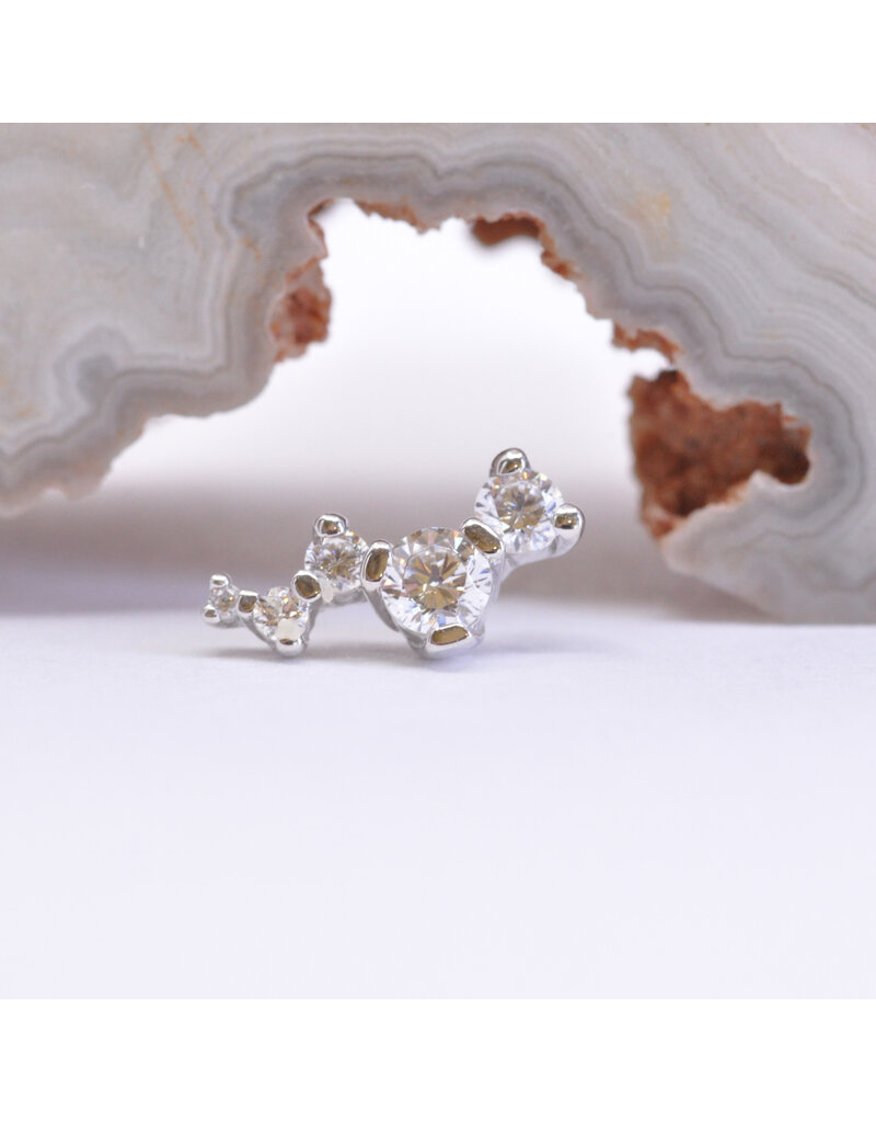 BVLA Left or Right Facing Ripple with CZ in 14k Gold 16g Threaded Ends by BVLA!