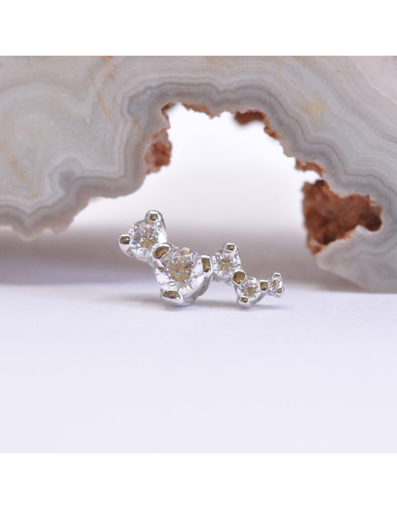 BVLA Left or Right Facing Ripple with CZ in 14k Gold 16g Threaded Ends by BVLA!